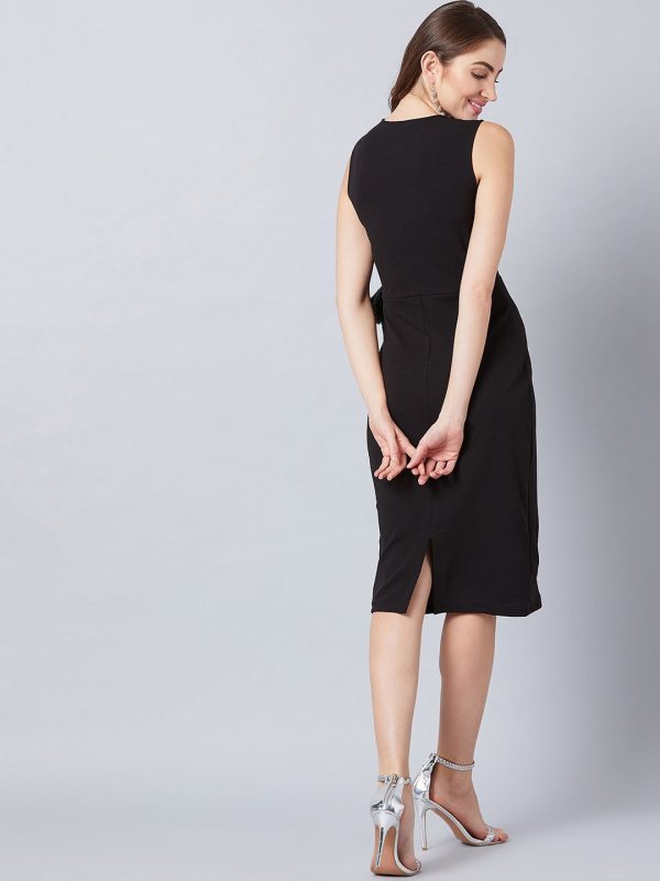 Athena Carbon Black Embellished Design Sheath Dress - Image 2
