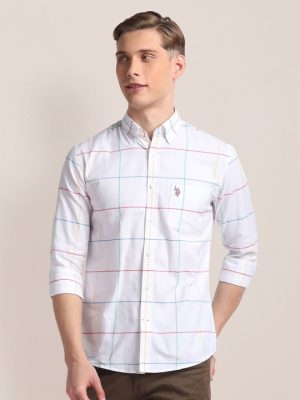 U.S. Polo Assn. Checks Button-Down Collar Oxford Cotton Casual Shirt