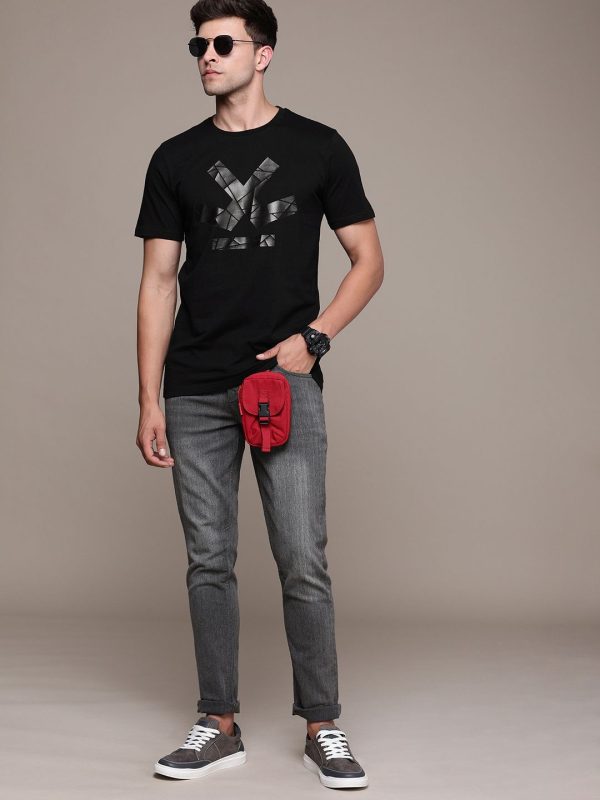 WROGN Pure Cotton Brand Logo Printed Slim Fit Casual T-shirt - Image 2