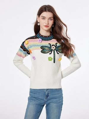 JC COLLECTION Self Design Embroidered Pullover Sweater