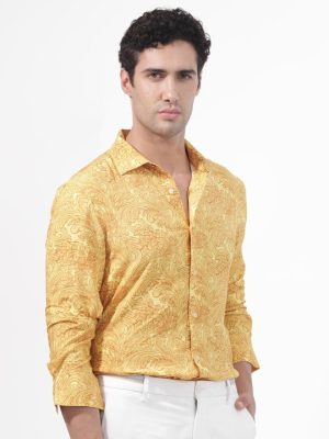 RARE RABBIT Men Pamat Ethnic Motifs Printed Slim Fit Opaque Shirt