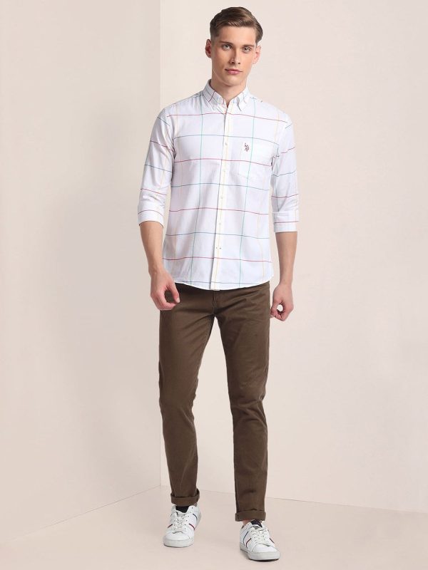 U.S. Polo Assn. Checks Button-Down Collar Oxford Cotton Casual Shirt - Image 2