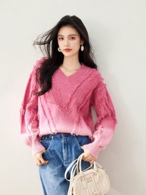 JC Collection Women Pullover with Fuzzy Detail